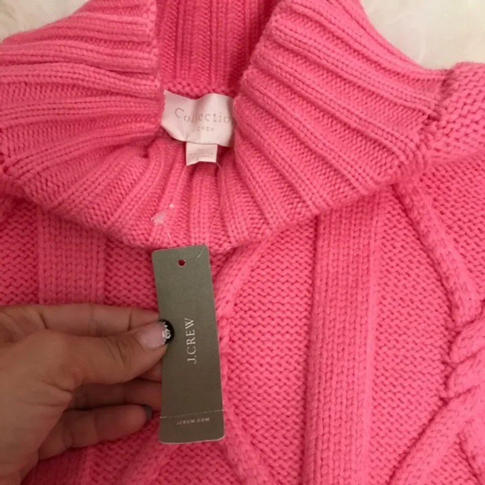 J.Crew Collection Cable Mock Neck Pink Sweater - Picture 8 of 8